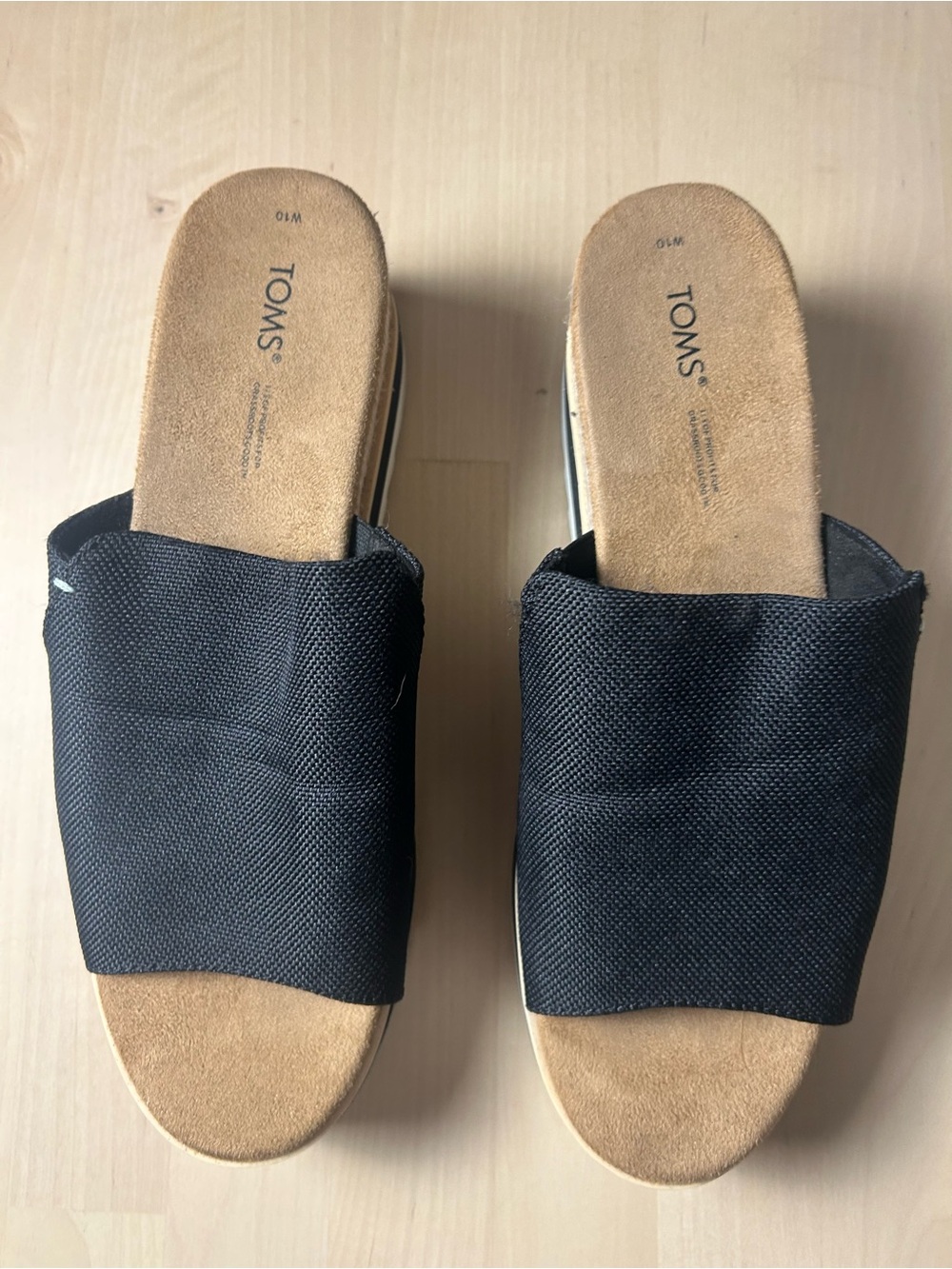 TOMS Diana Flatform Slide Canvas Wedge Sandals size 10 W